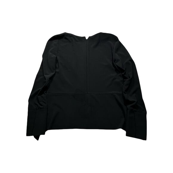 Halogen Black Zipper Flowy Oversized Career Blouse Long Sleeve Polyester XS *280 - Picture 2 of 9